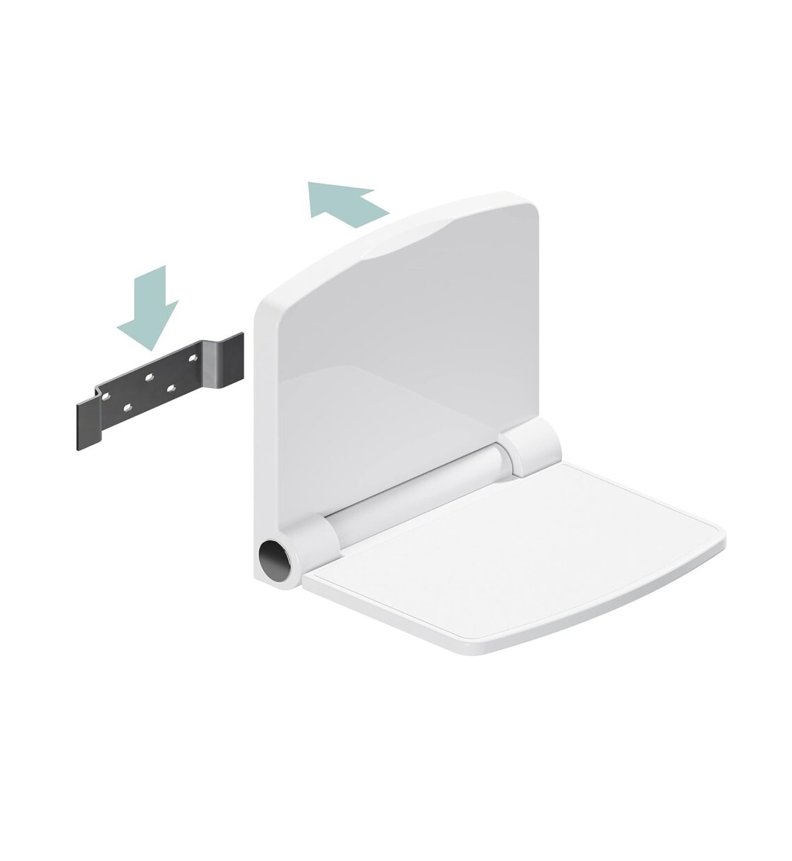 Invisia White Fold Down Shower Seat Wall Mounted