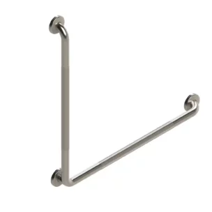 L-Shaped stainless steel with knurling grab bar on a white background.
