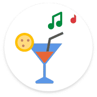 Icon of a martini glass and music