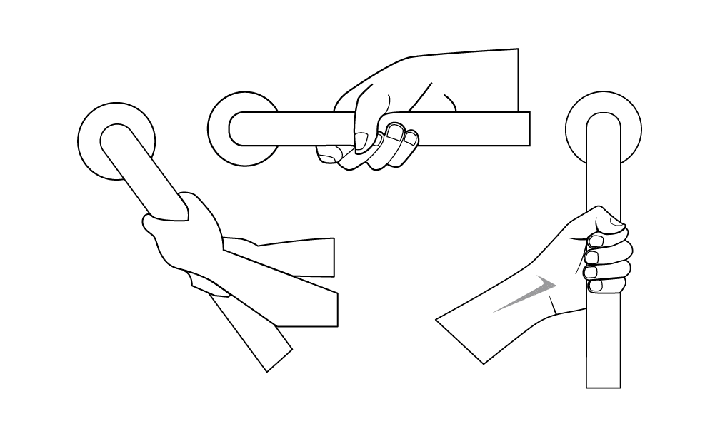 Illustrations depicting ways to use grab bards
