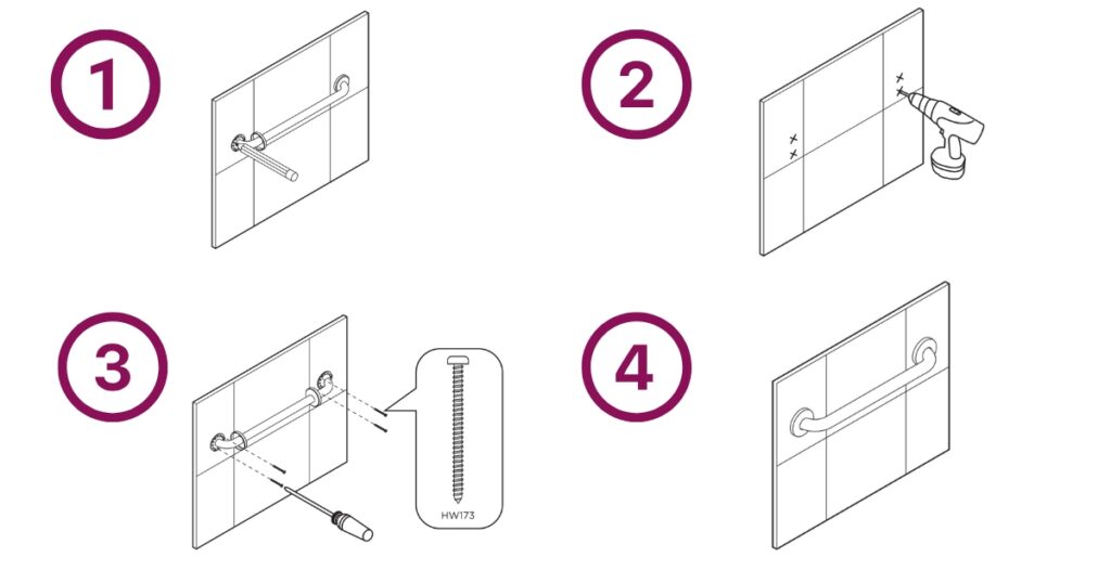 illustration on how to install a grab bar