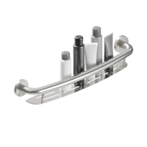 PLUS Shampoo Shelf 24" + Grab Bar - Brushed